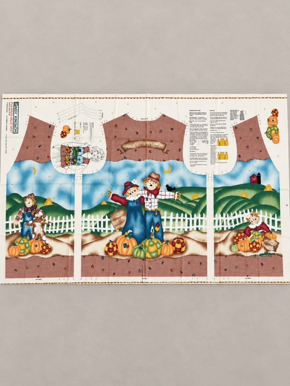 Vintage 1998 Daisy Kingdom Pumpkin Pals Vest Fabric Panel Adult 8-22 Uncut